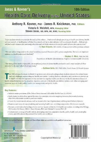 Jonas and Kovner's Health Care Delivery in the United States, 10th Edition