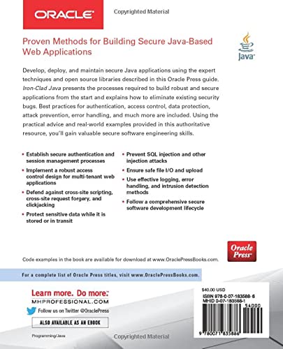 Iron-Clad Java: Building Secure Web Applications (Oracle Press)