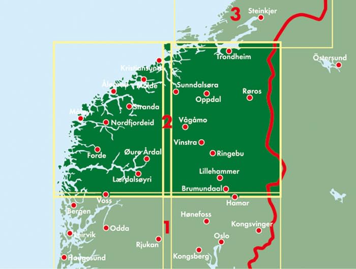 Map-Norway Central (Road Maps)#2 FB (English, German, Italian, Spanish, Norwegian and Dutch Edition)