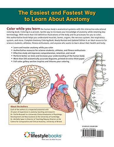 Complete Anatomy Coloring Book: Newly Revised and Updated Edition (IMM Lifestyle Books) Over 150 Diagrams, Illustrates All of the Body's Systems, Details Points of Origin and Insertion