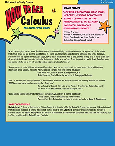 How to Ace Calculus: The Streetwise Guide by Adams, Colin