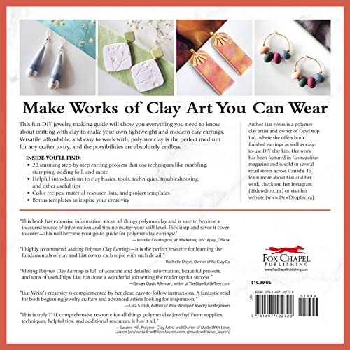 Making Polymer Clay Earrings: Essential Techniques and 20 Step-by-Step Beginner Jewelry Projects (Fox Chapel Publishing) Complete Jewelry-Making Guide - Marbling, Texturing, Stamping, Foiling and More