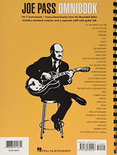 Joe Pass Omnibook - Jazz Guitar Solos for C Instruments  33 Transcriptions with Standard Notation and Guitar Tablature  Sheet Music for Improvisation and Study  Jazz Songbook for Musicians