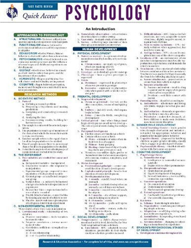 Psychology - REA's Quick Access Reference Chart (Quick Access Reference Charts)