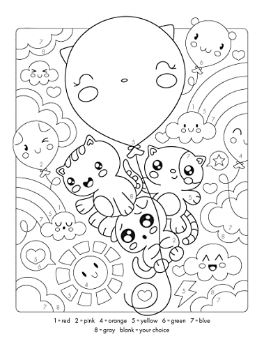 Cute Kawaii Color by Number (Dover Kids Coloring Books)