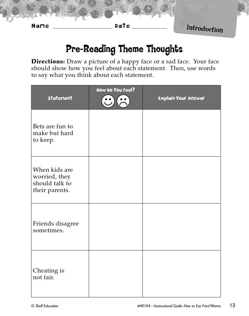 How to Eat Fried Worms: An Instructional Guide for Literature - Novel Study Guide for Elementary School Literature with Close Reading and Writing Activities (Great Works Classroom Resource)