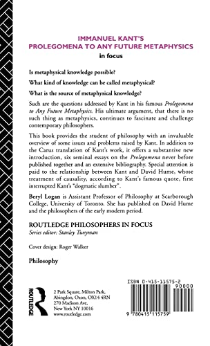 Immanuel Kant's Prolegomena to Any Future Metaphysics in Focus: In focus (Philosophers in Focus)