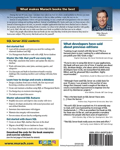 Murach's SQL Server 2022 for Developers