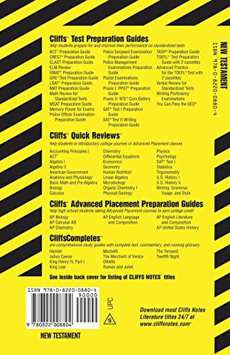 The New Testament Cliffs Notes (CliffsNotes on Literature)