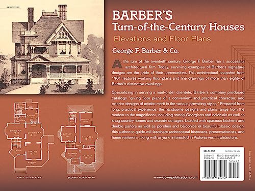 Barber's Turn-of-the-Century Houses: Elevations and Floor Plans (Dover Architecture)