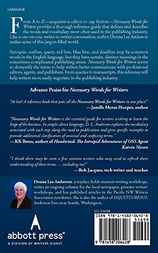 Necessary Words for Writers: What Do Those Agents and Editors Mean? — back cover