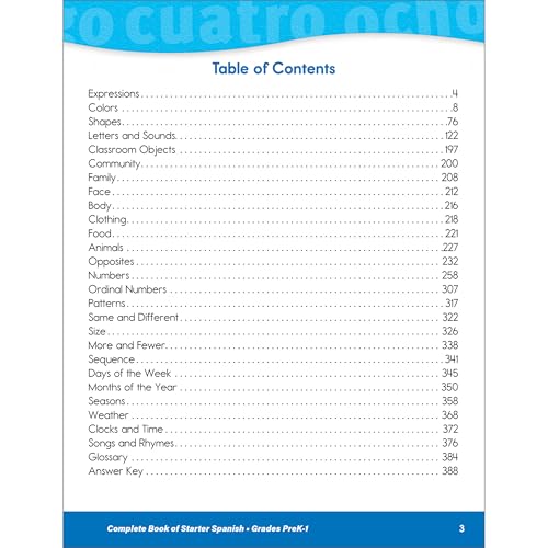 Complete Book of Starter Spanish Workbook for Kids, PreK-Grade 1