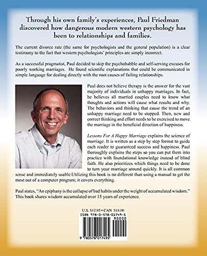 Lessons for a Happy Marriage by Friedman, Paul