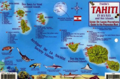 Tahiti & Society Islands Dive Map & Reef Creatures Guide Franko Maps Laminated Fish Card