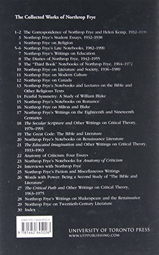 Index to the Collected Works of Northrop Frye - Vol. 30