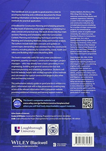Handbook for Construction Planning and Scheduling