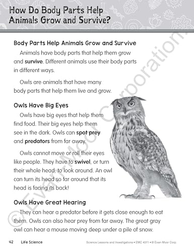 Evan-Moor Science Lessons and Investigations, Grade 1, Homeschool and Classroom Teaching Resource Workbook, Reproducible Worksheets, Observe, Analyze, ... Physical (Science Lessons & Investigations)