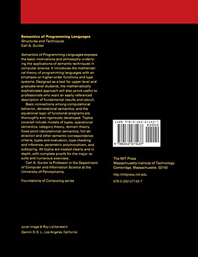 Semantics of Programming Languages: Structures and Techniques (Foundations of Computing) (FOUNDATIONS OF COMPUTING SERIES)
