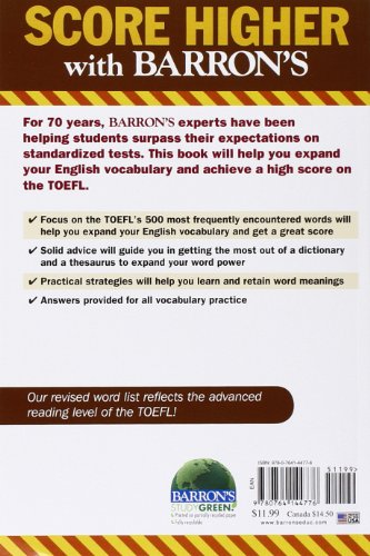Essential Words for the TOEFL: Test of English As a Foreign Language — back cover