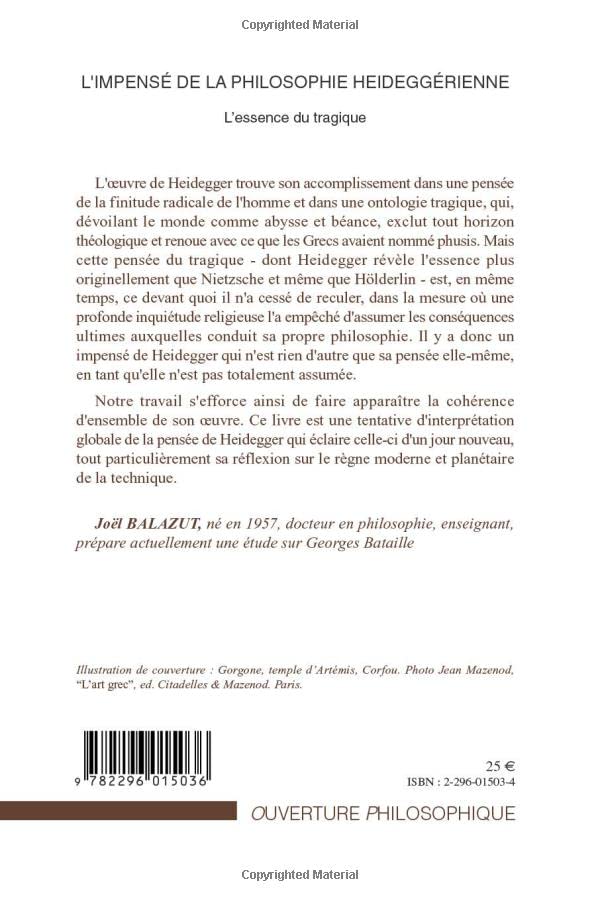 L'impensé de la philosophie heideggérienne: L'essence du tragique (French Edition)