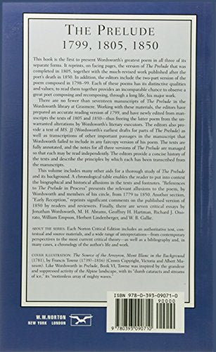 The Prelude: 1799, 1805, 1850 (First Edition) (Norton Critical Editions)