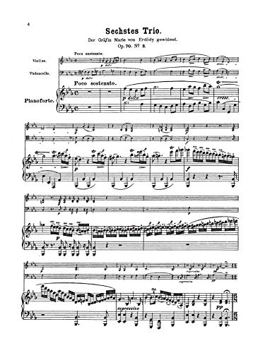 Piano Trio No. 6 -- Op. 70, No. 2: E-flat Major (Kalmus Edition)