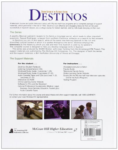 Destinos Student Edition w/Listening comprehension Audio CD, 2nd Edition