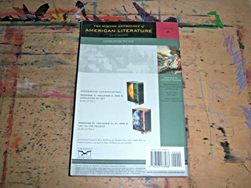 The Norton Anthology of American Literature: Literaure to 1820, 6th Edition, Vol A