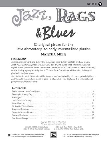 Jazz, Rags & Blues Book 1(Alfred's Basic Piano Library)