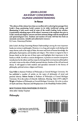 John Locke: An Essay Concerning Human Understanding in Focus (Routledge Philosophers in Focus Series)