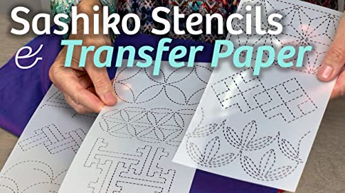 Sashiko Stencils, Traditional Collection: 9 Embroidery Designs 3" x 5", Accurate Stitches & Spacing Every Time (Fast2Mark)