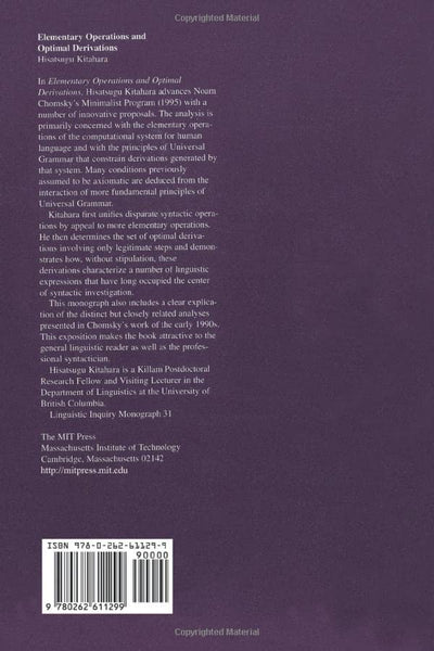 Elementary Operations and Optimal Derivations (Linguistic In