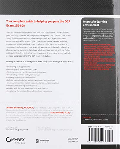 OCA: Oracle Certified Associate Java SE 8 Programmer I Study Guide: Exam 1Z0-808 (Sybex Study Guide)
