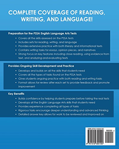 PENNSYLVANIA TEST PREP PSSA Practice Book English Language Arts Grade 4: Covers Reading, Writing, and Language