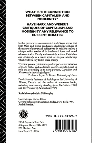 Capitalism and Modernity: An Excursus on Marx and Weber