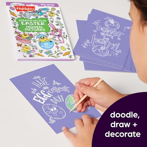 Scratch-and-Play Easter Hidden Pictures: Easter Scratch Art Activity, 10 Easter Cards for Family Fun On the Go with Hidden Pictures Puzzles and ... Messages for Kids 6-9 (Highlights Fun to Go)