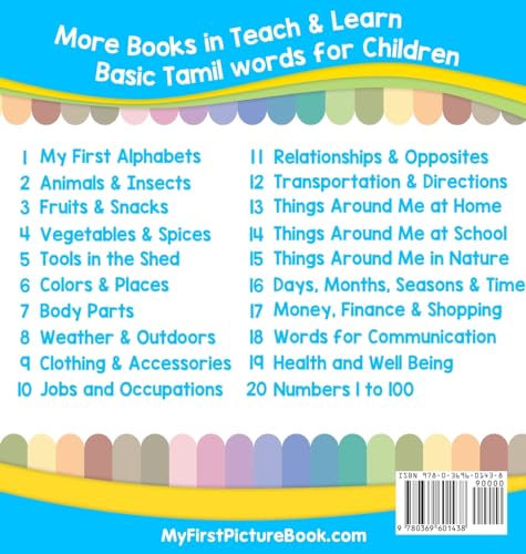 My First Tamil Alphabets Picture Book with English Translations: Bilingual Early Learning & Easy Teaching Tamil Books for Kids (Teach & Learn Basic Tamil Words for Children)