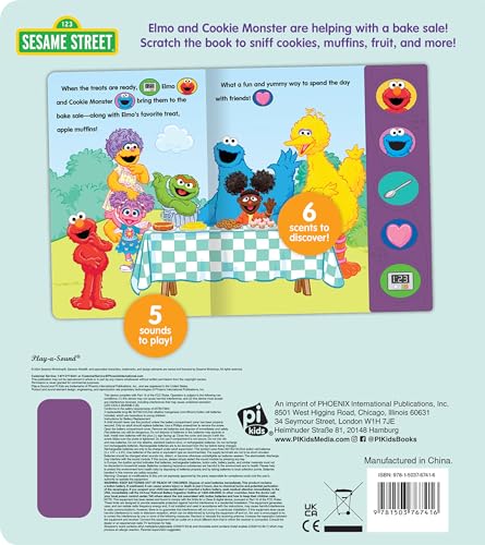 Sesame Street Elmo, Cookie Monster, and More! - Elmos Bake Sale - Scratch and Sniff Sound Book - Fun Sensory Experience - PI Kids