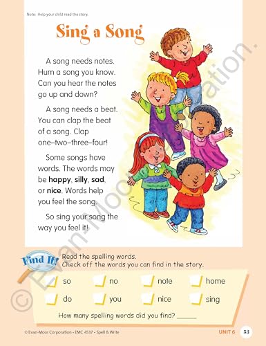 Evan-Moor Skill Sharpeners Spell and Write Workbook, Grade 1, Spelling Patterns, Test Prep, Word Families, Short Vowels, Grammar, Punctuation, Creative Writing, Vocabulary, Activities, Homeschool