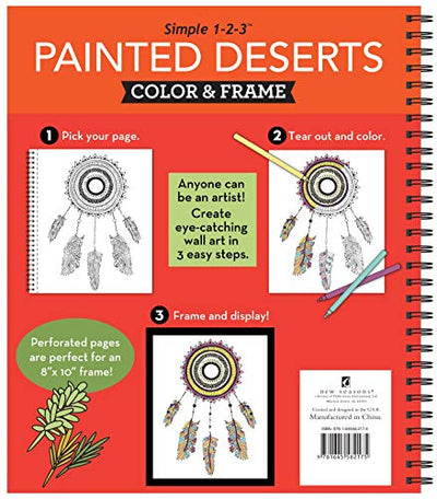 Color & Frame - Painted Deserts (Adult Coloring Book)