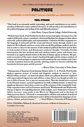 Politique: Languages of Statecraft between Chaucer and Shakespeare (Conway Lectures in Medieval Studies)