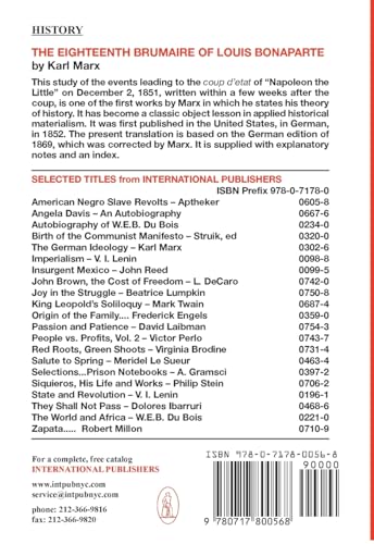 The Eighteenth Brumaire of Louis Bonaparte — back cover