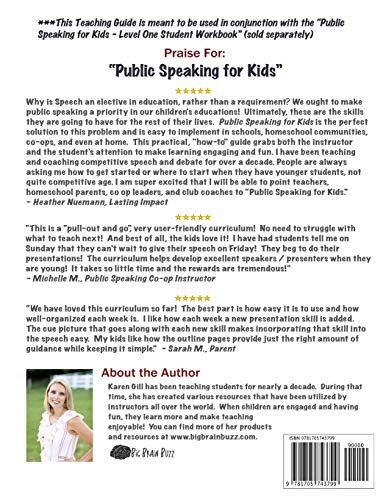 Public Speaking for Kids - Level One, Teaching Guide: 24 Skill-based Lessons for Teachers and Parents