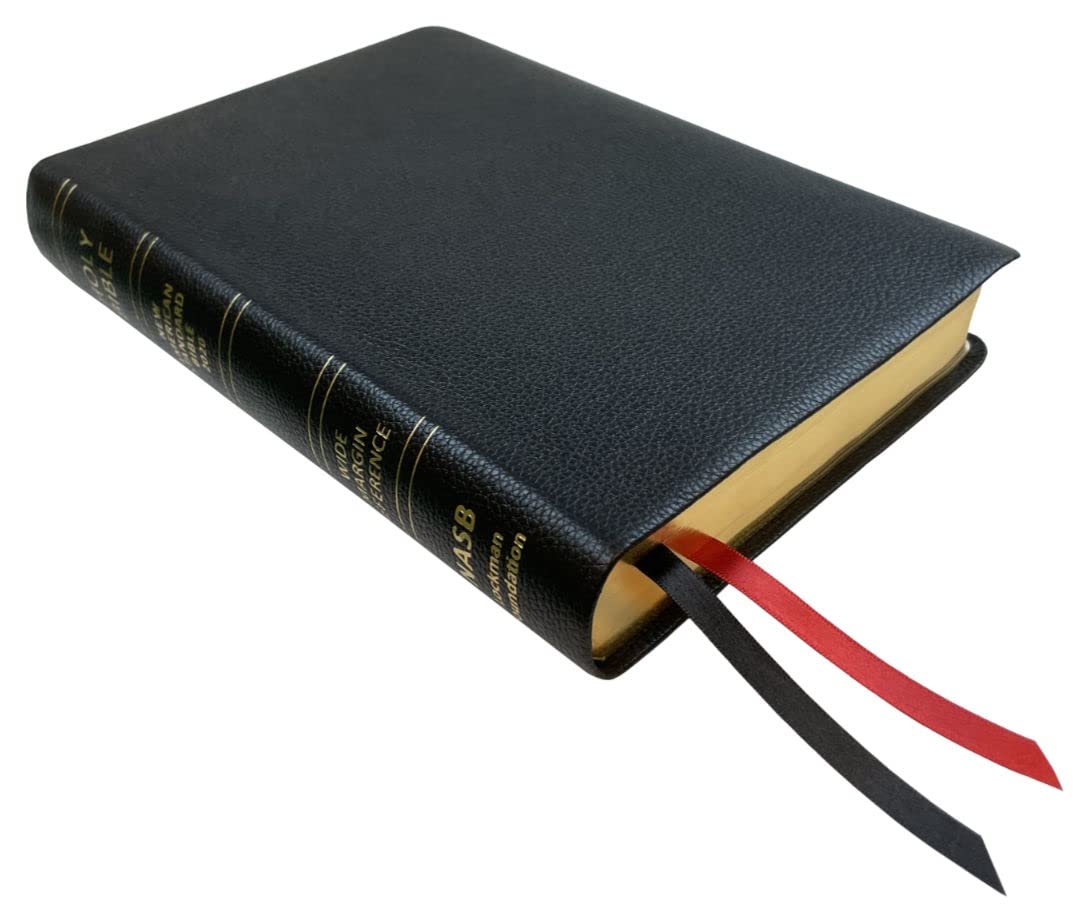 NASB Wide Margin Reference Bible, Black, Genuine Cowhide Leather, 2020 text