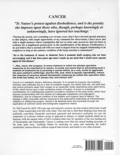 Cancer: Its Cause And Treatment Without Operation Robert Bell M.D. — back cover