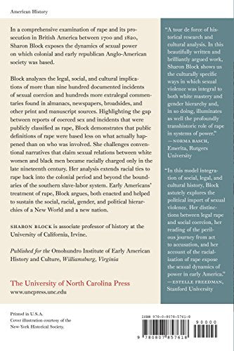 Rape and Sexual Power in Early America by Block, Sharon