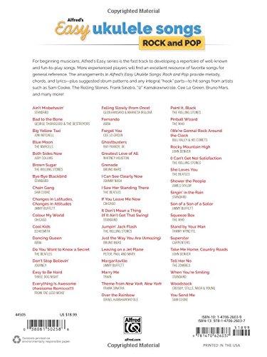 Alfred's Easy Ukulele Songs -- Rock & Pop: 50 Hits from Across the Decades