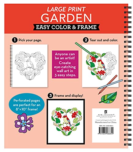Large Print Easy Color & Frame - Garden (Stress Free Coloring Book)