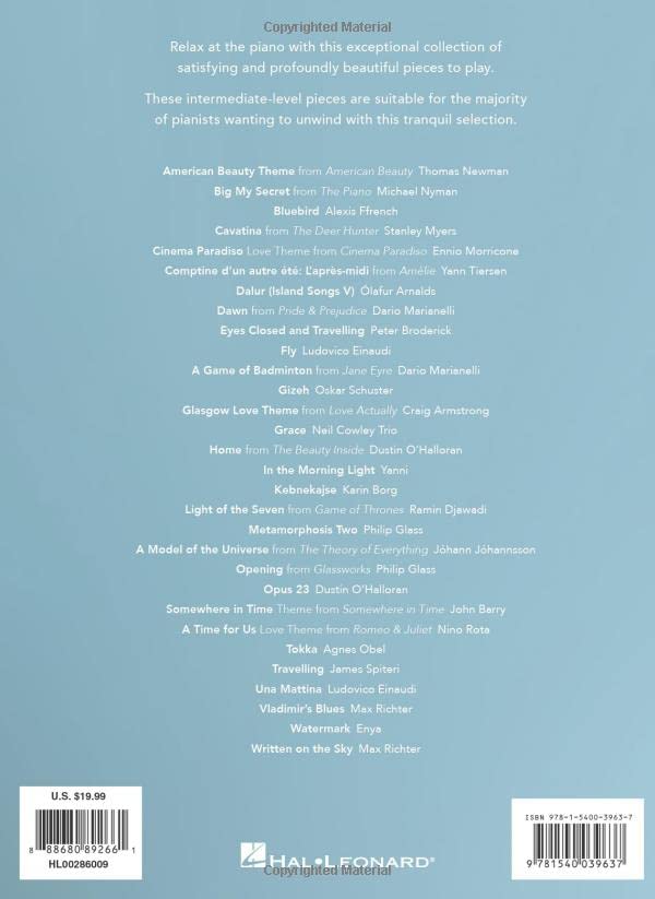 Peaceful Piano Solos: A Collection of 30 Pieces  Piano Sheet Music Collection  30 Beautiful Classical and Film Themes for Solo Piano  Songbook for Intermediate Players and Music Teachers