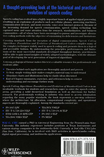 Speech Coding Algorithms: Foundation and Evolution of Standardized Coders — back cover